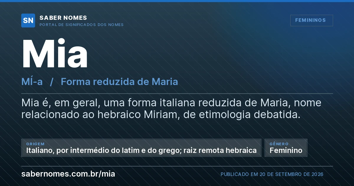Imagem com o significado do nome Mia