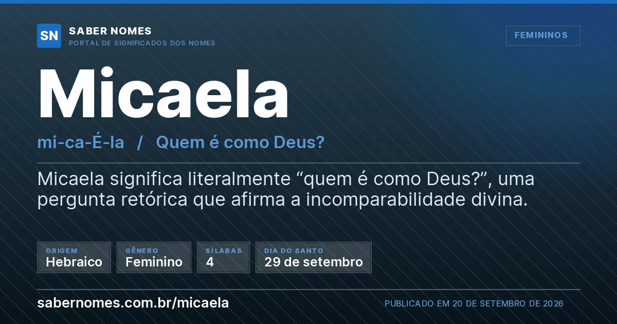 Imagem com o significado do nome Micaela