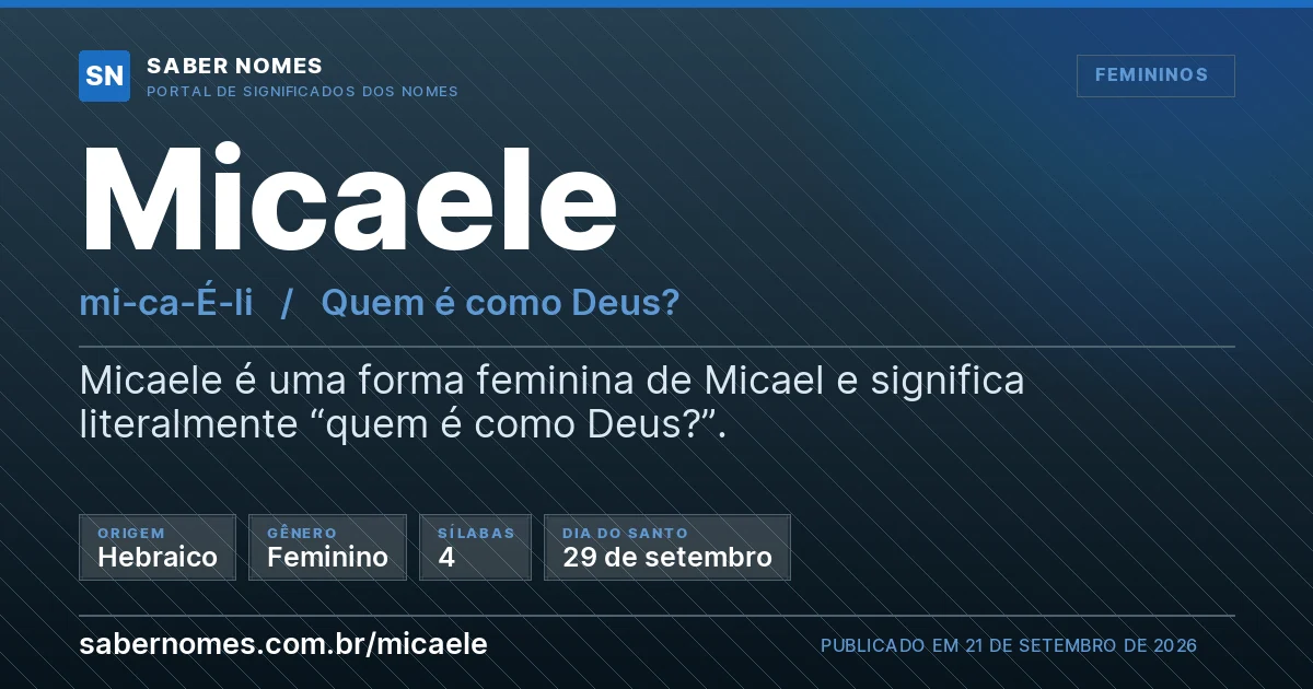 Imagem com o significado do nome Micaele