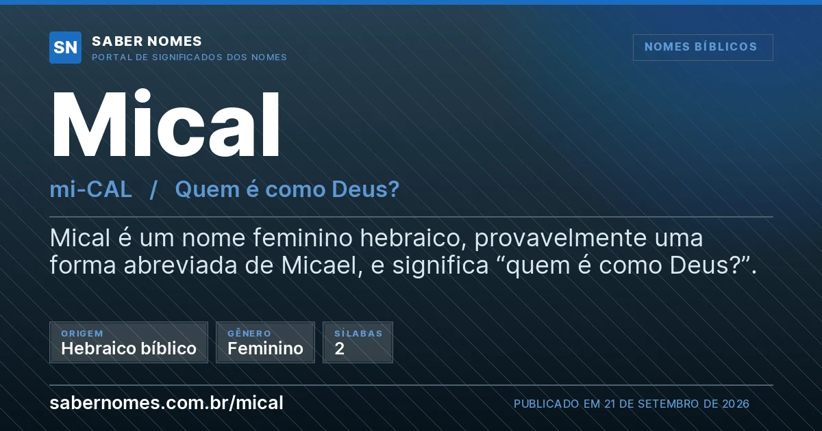 Imagem com o significado do nome Mical