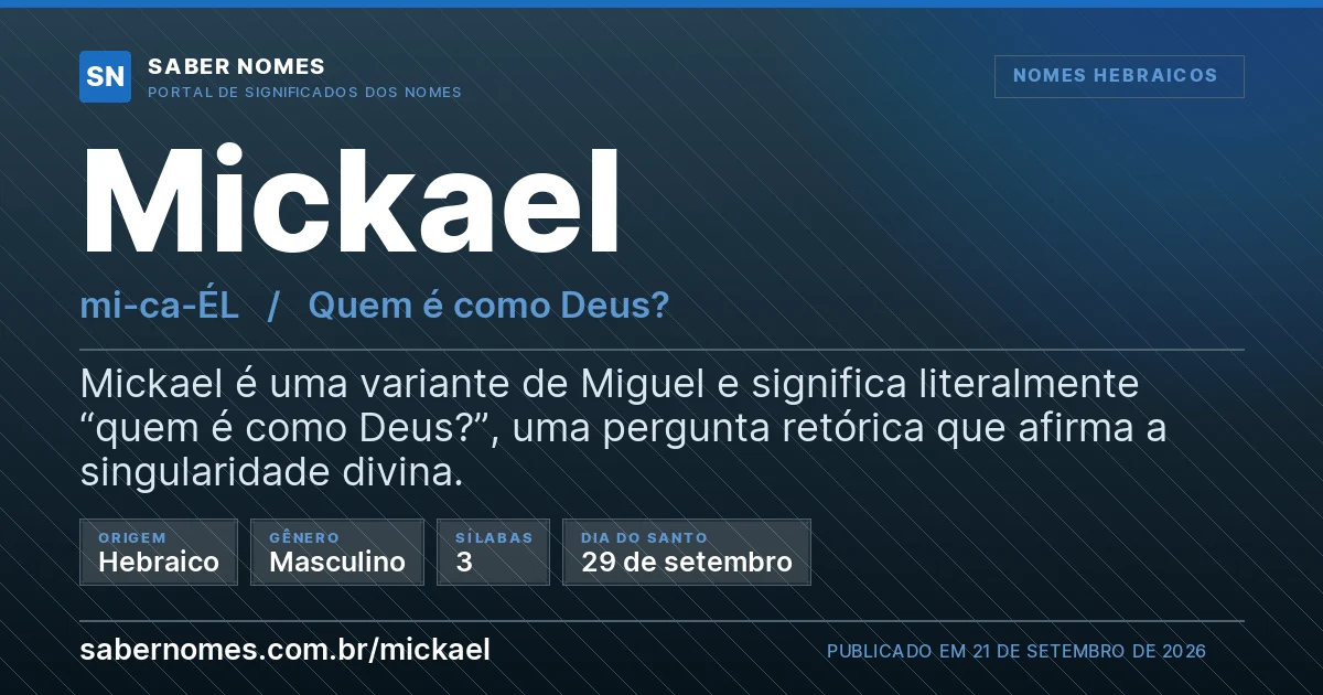 Imagem com o significado do nome Mickael