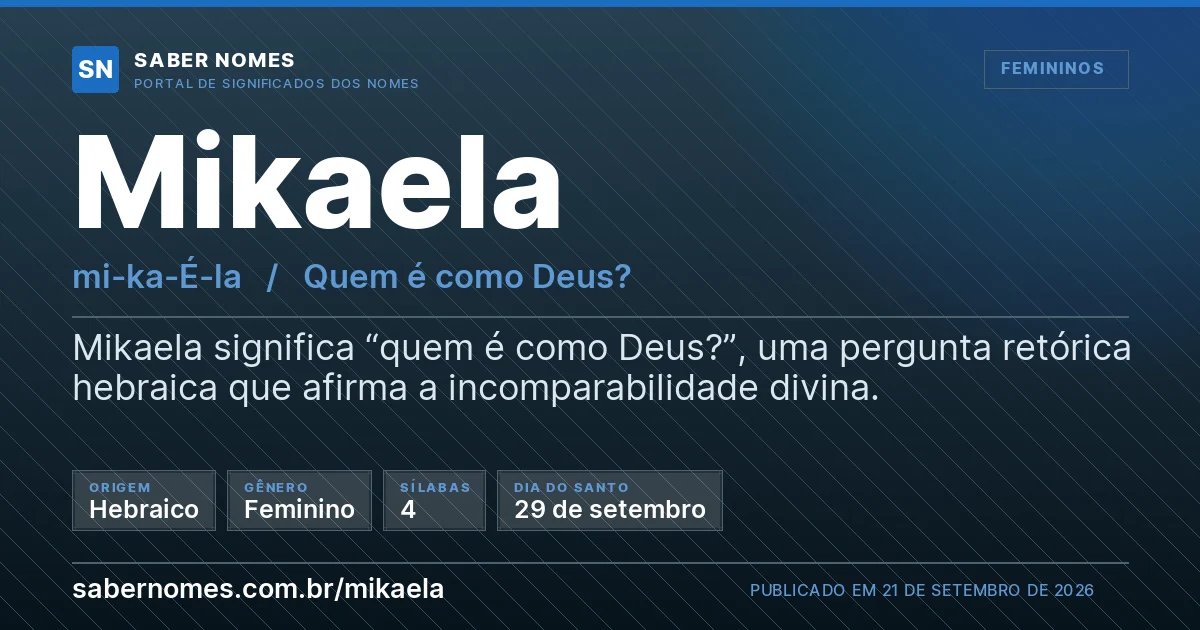 Imagem com o significado do nome Mikaela