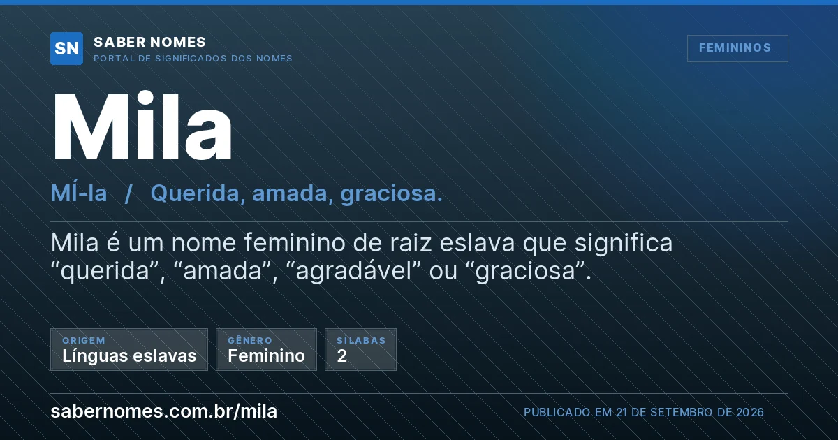 Imagem com o significado do nome Mila