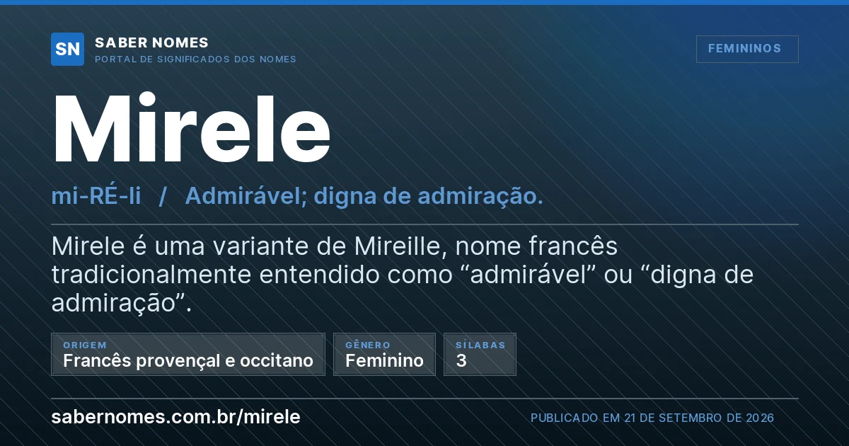 Imagem com o significado do nome Mirele