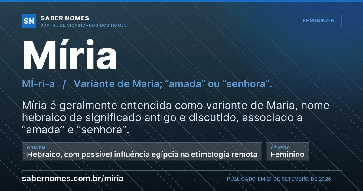 Imagem com o significado do nome Míria