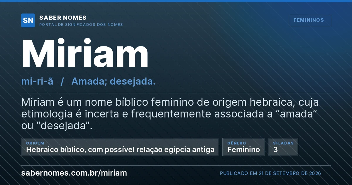 Imagem com o significado do nome Miriam