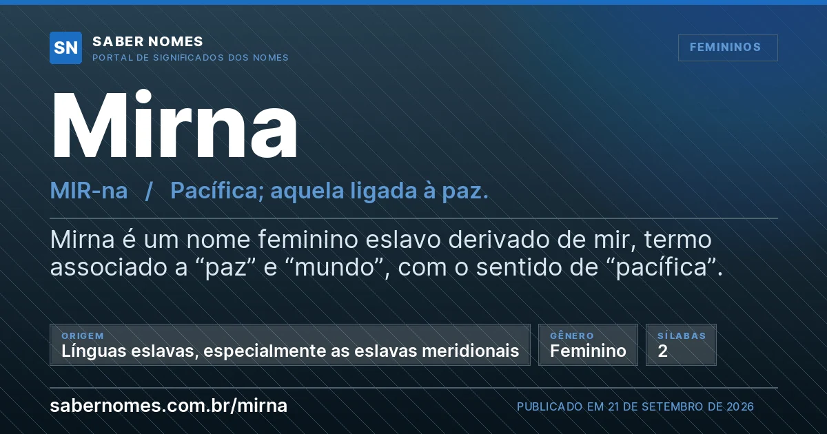 Imagem com o significado do nome Mirna