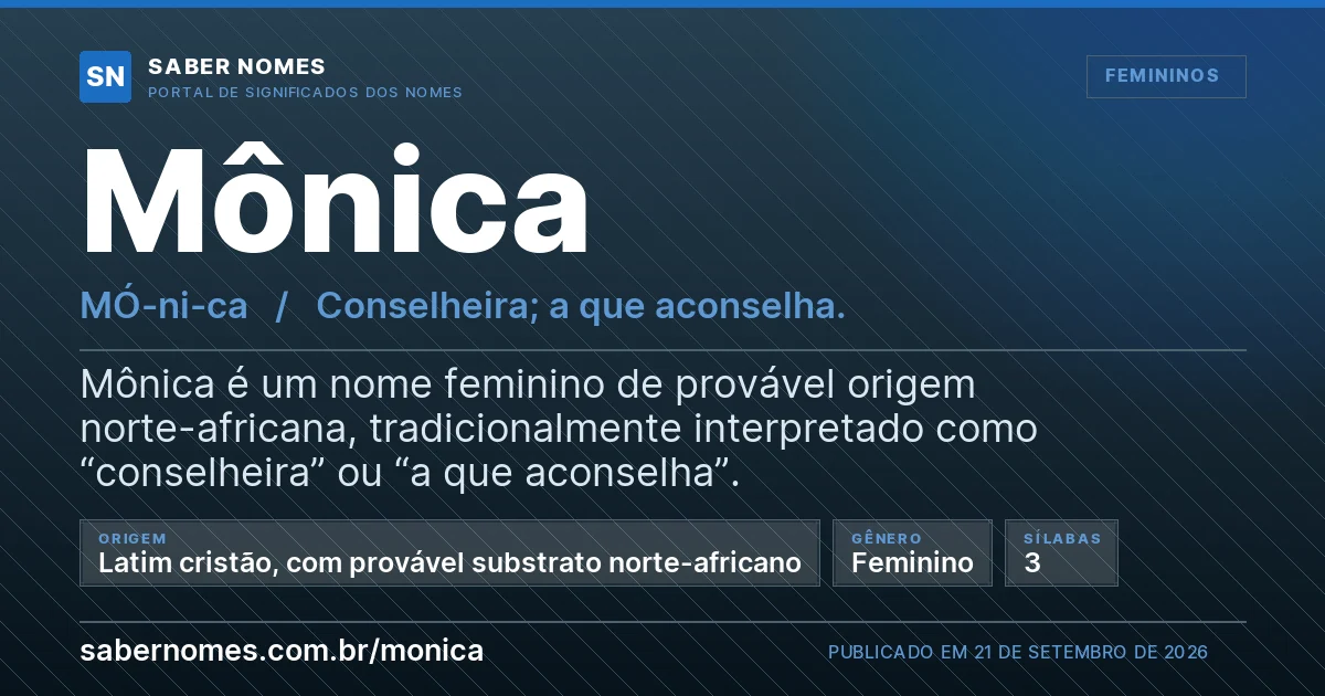 Imagem com o significado do nome Mônica