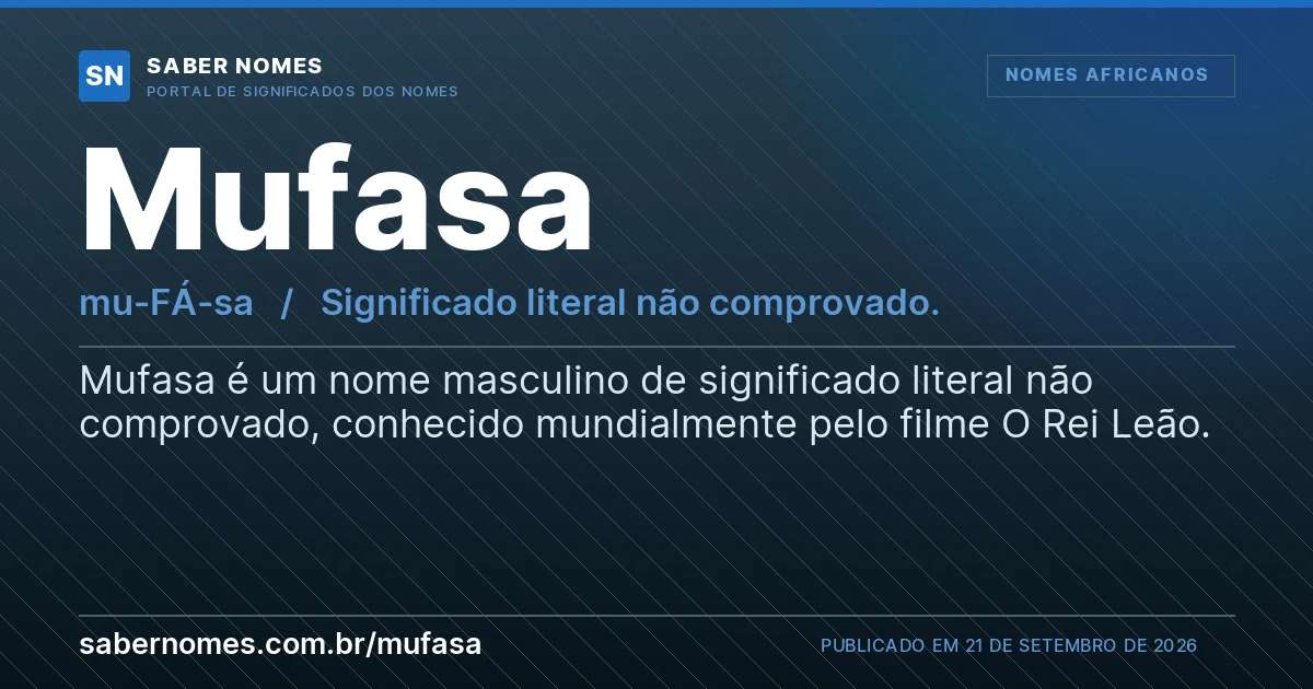 Imagem com o significado do nome Mufasa