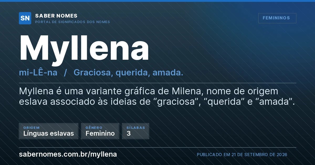 Imagem com o significado do nome Myllena