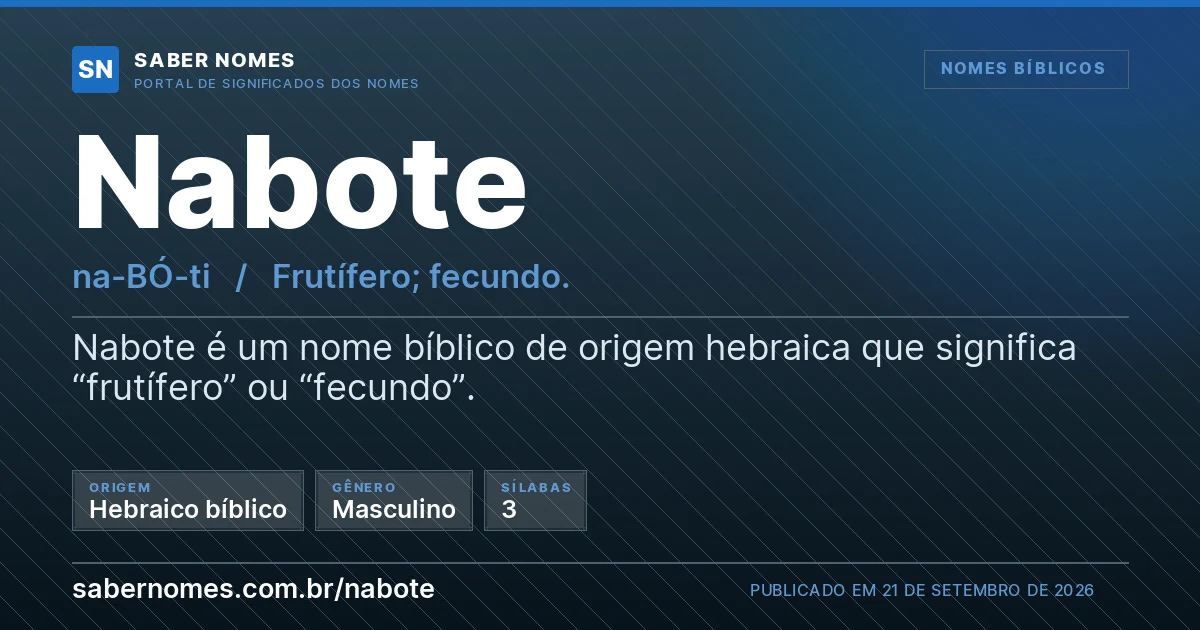 Imagem com o significado do nome Nabote