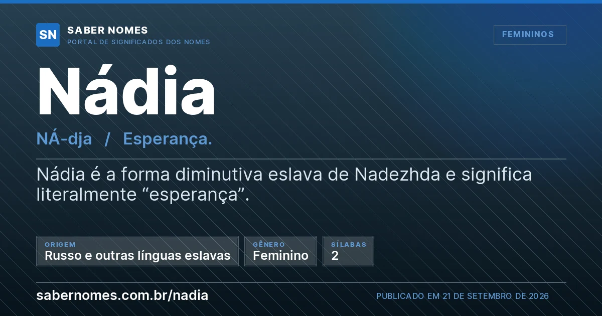 Imagem com o significado do nome Nádia