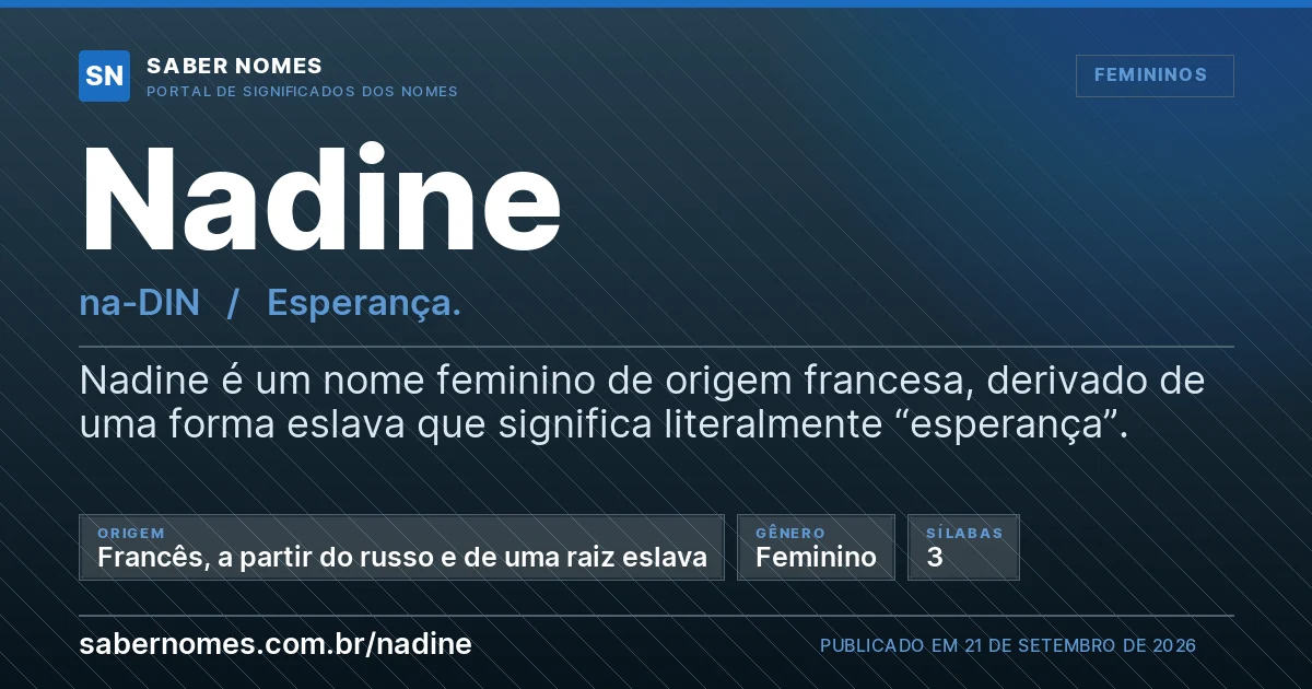 Imagem com o significado do nome Nadine