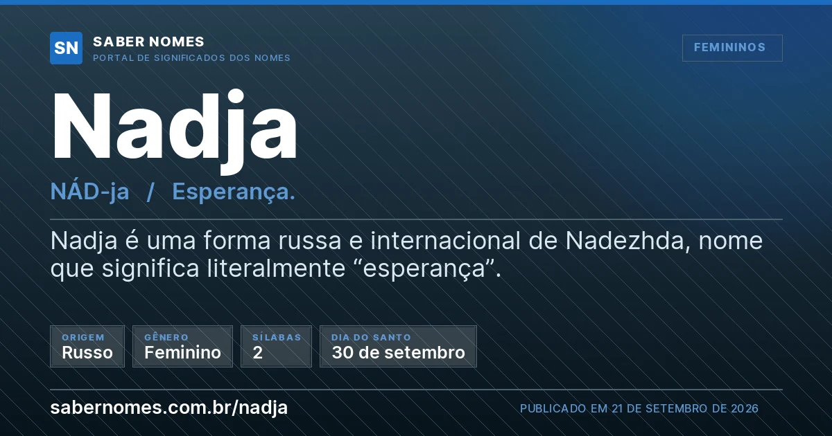 Imagem com o significado do nome Nadja
