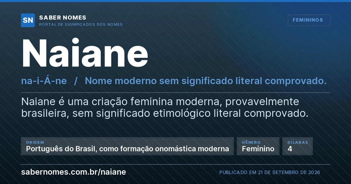 Imagem com o significado do nome Naiane
