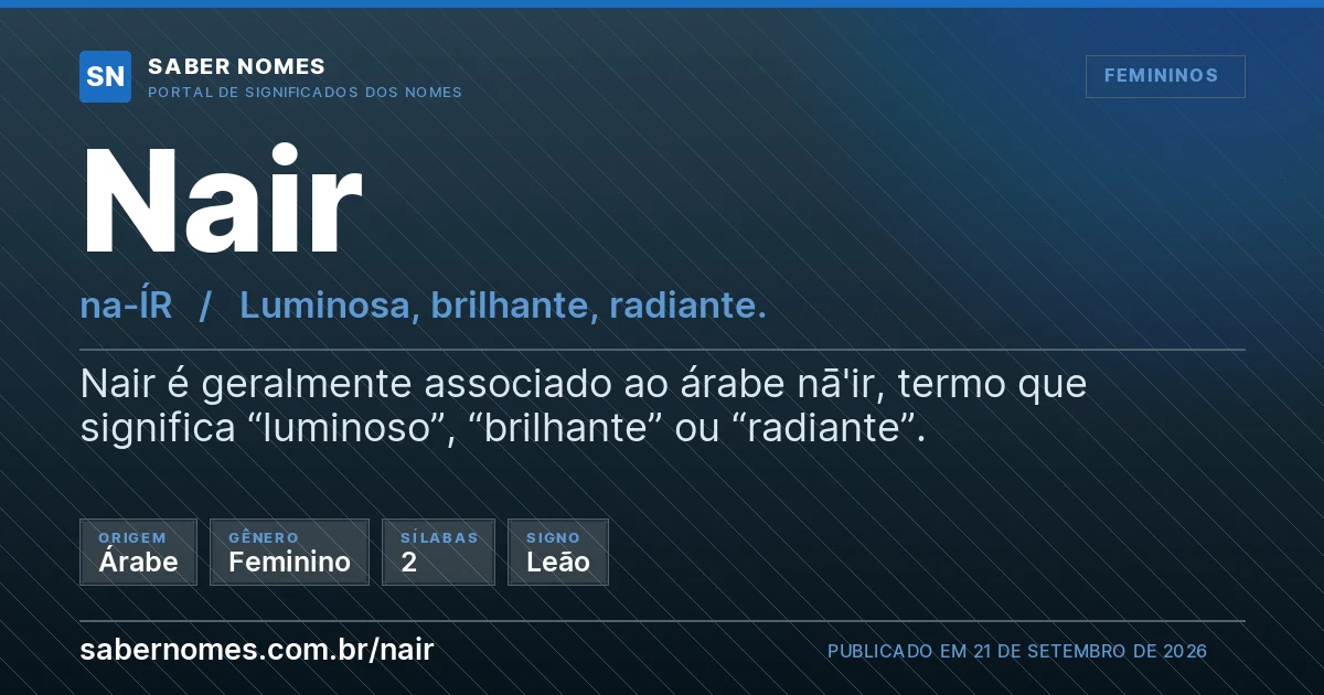 Imagem com o significado do nome Nair