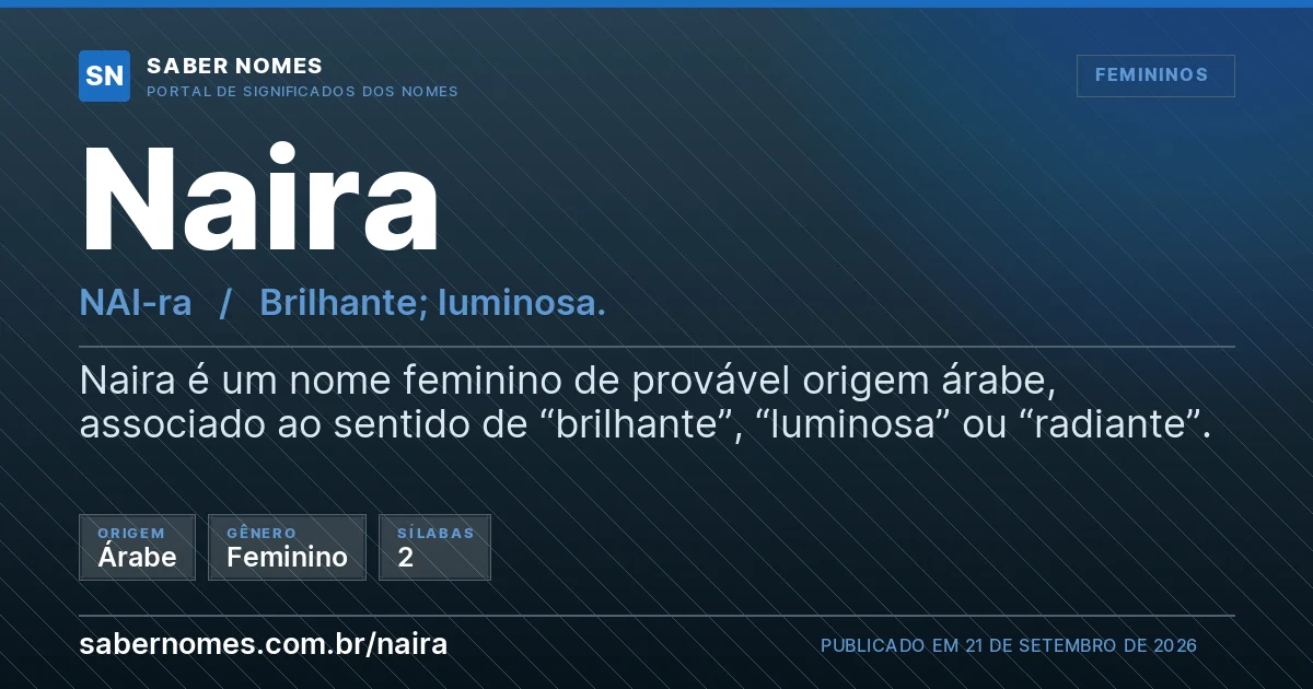 Imagem com o significado do nome Naira