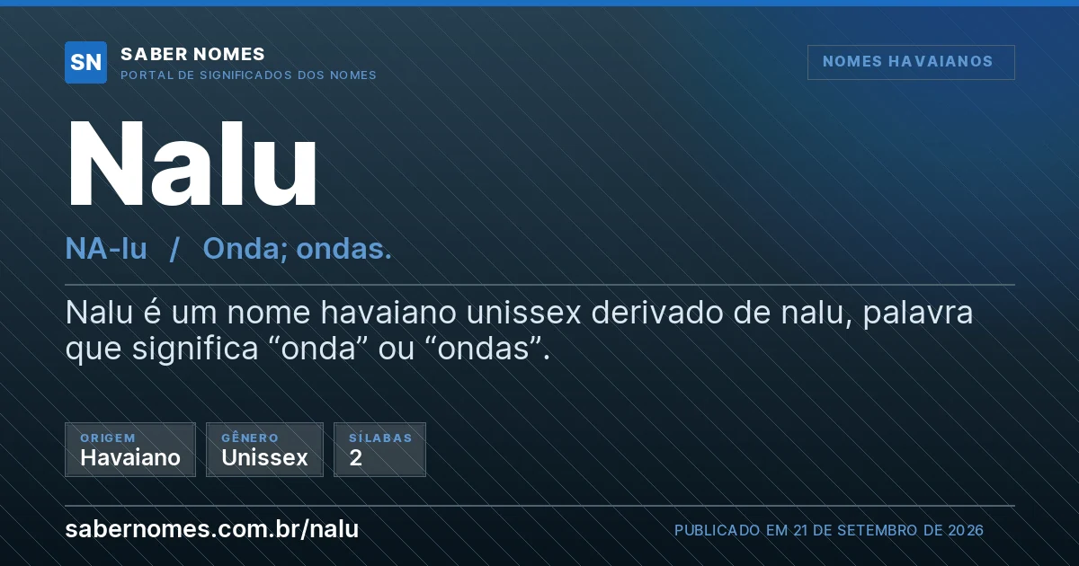Imagem com o significado do nome Nalu