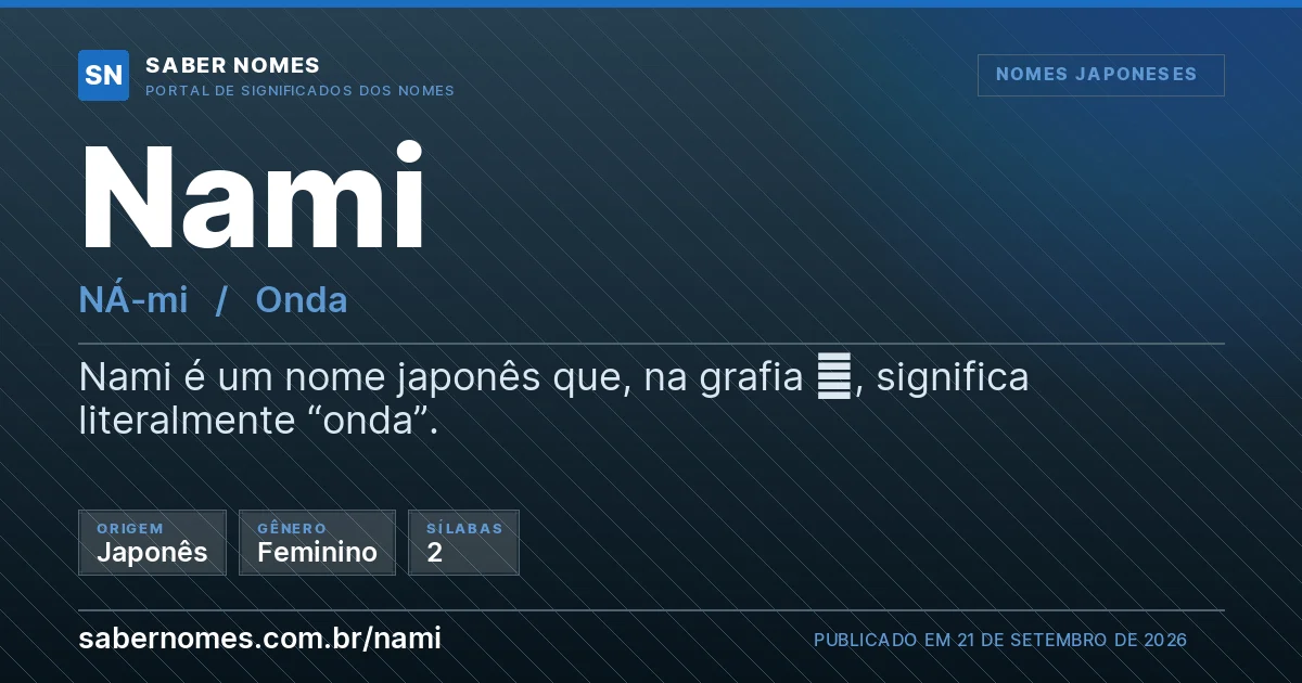 Imagem com o significado do nome Nami