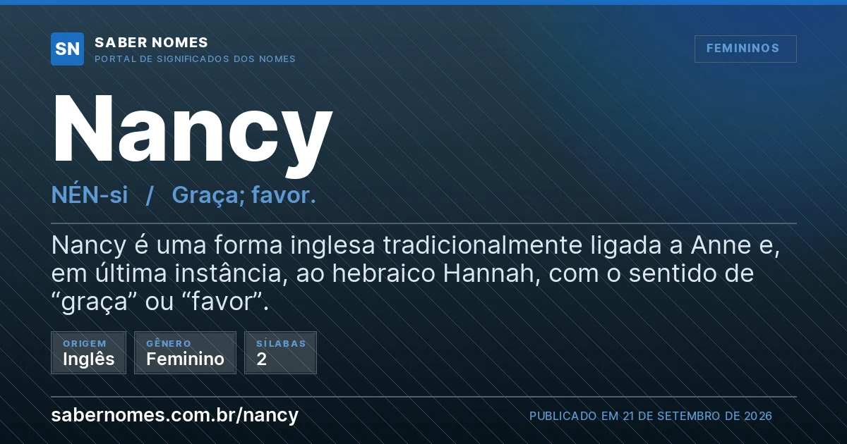 Imagem com o significado do nome Nancy
