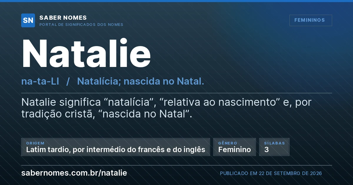 Imagem com o significado do nome Natalie
