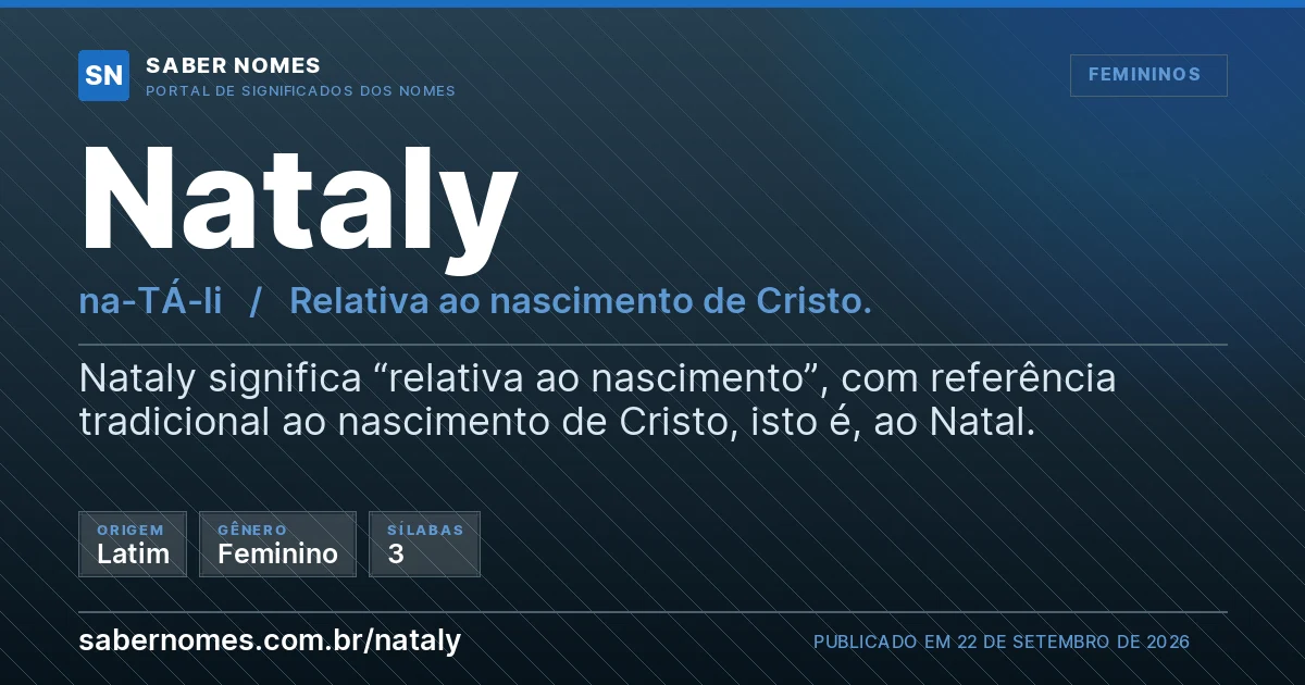 Imagem com o significado do nome Nataly