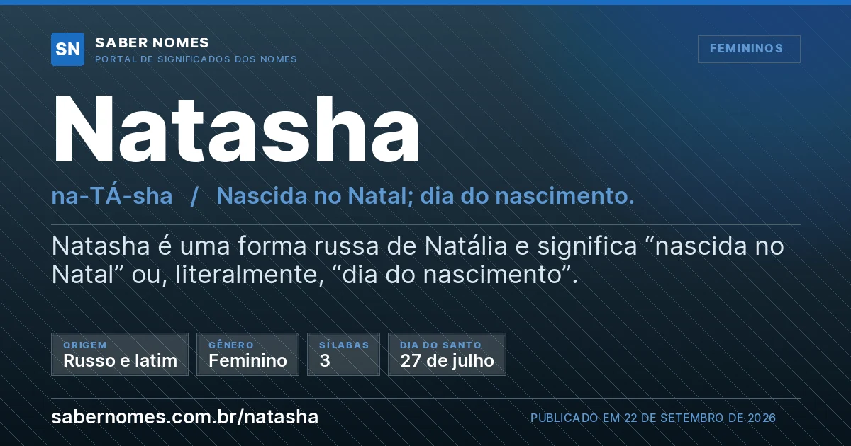 Imagem com o significado do nome Natasha