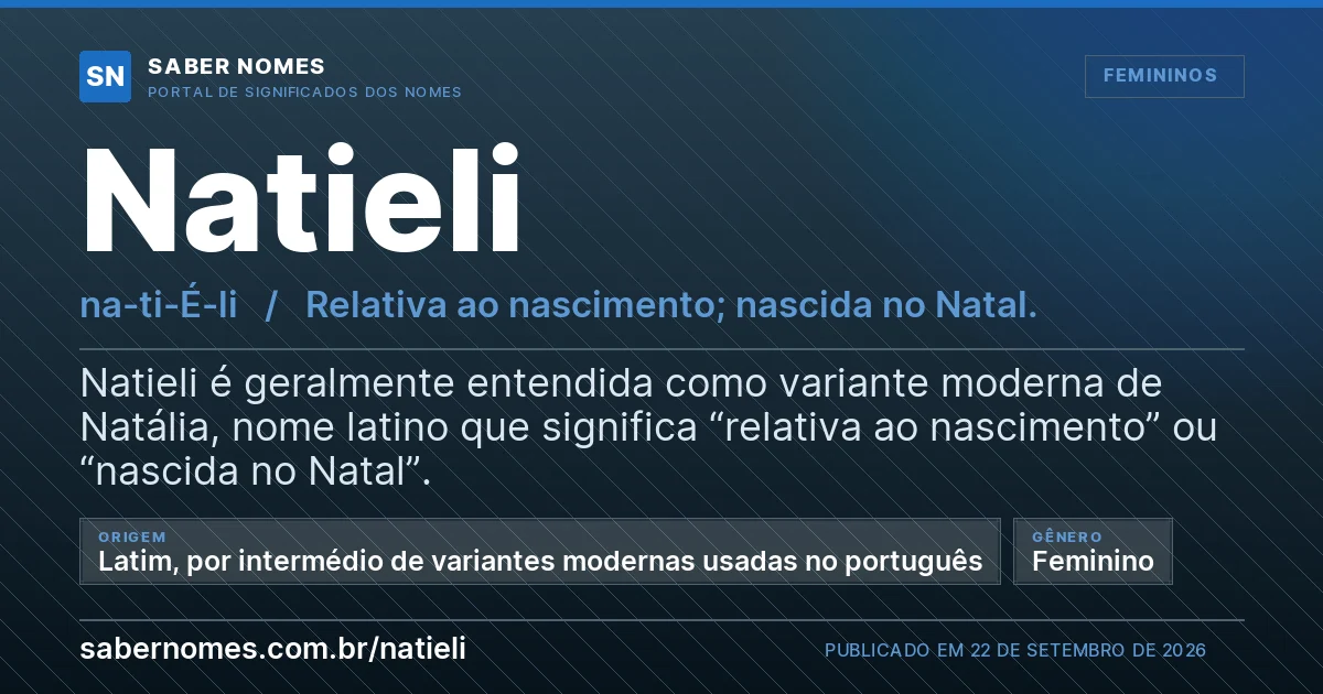 Imagem com o significado do nome Natieli