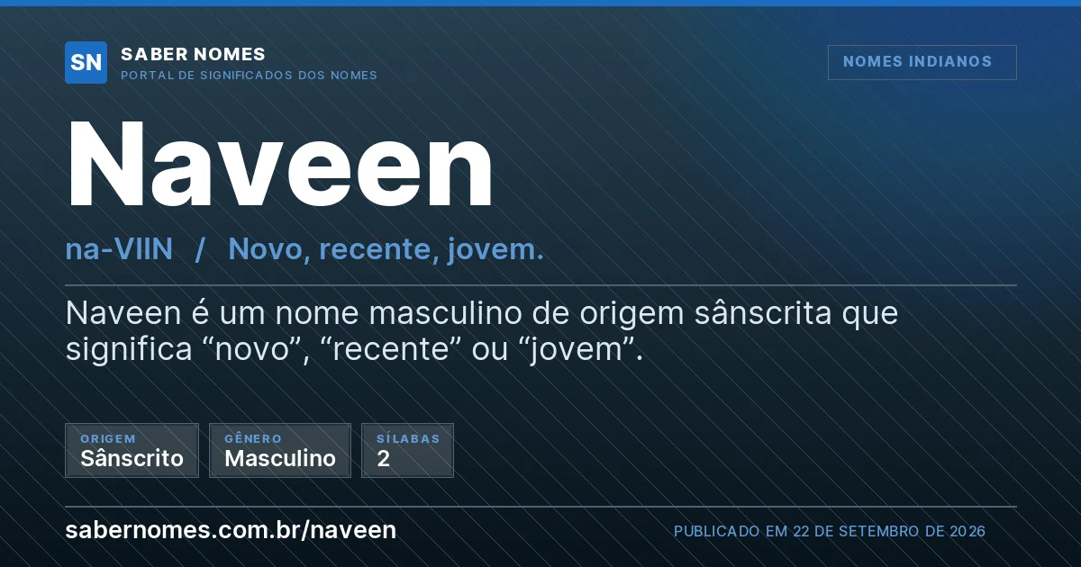 Imagem com o significado do nome Naveen