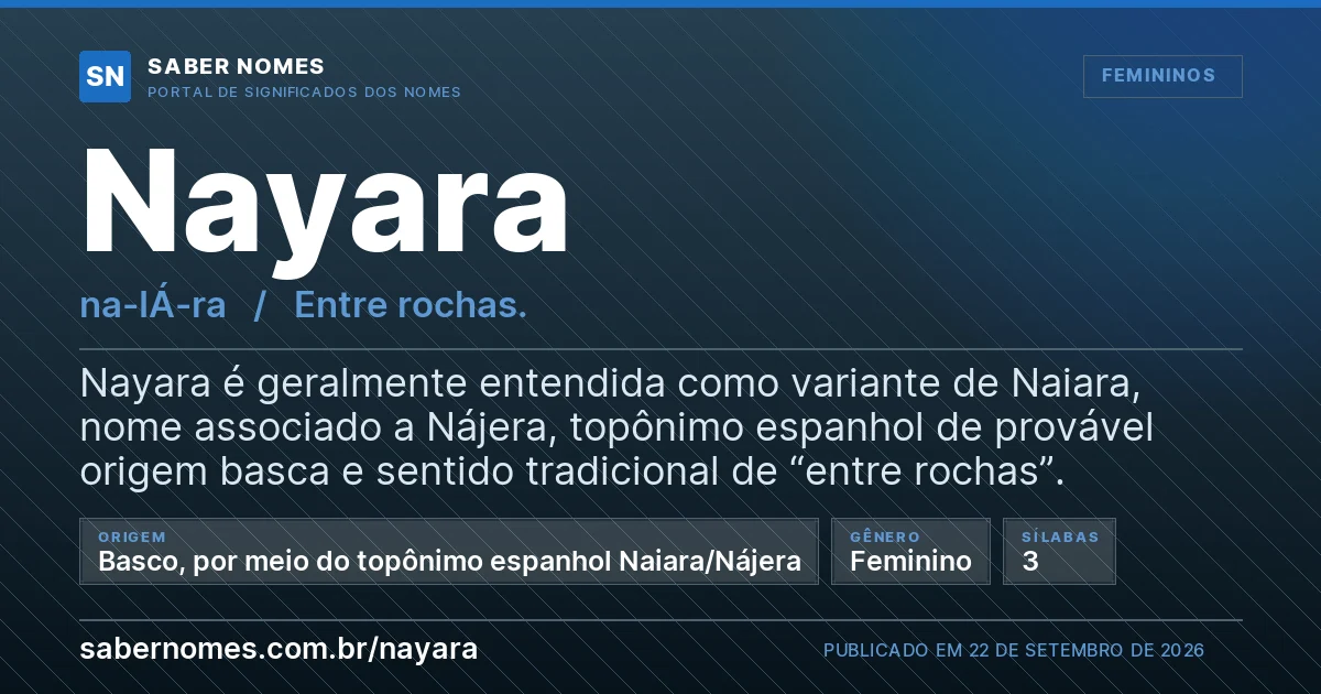 Imagem com o significado do nome Nayara