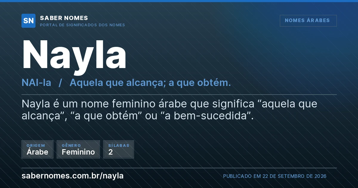 Imagem com o significado do nome Nayla