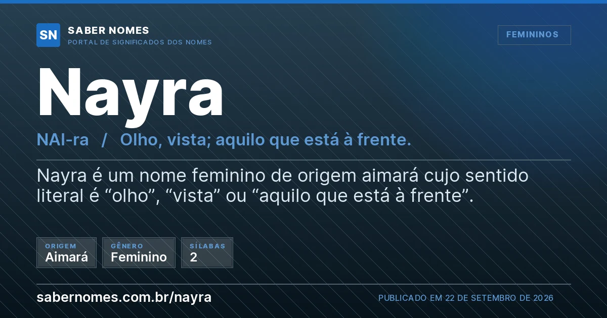 Imagem com o significado do nome Nayra