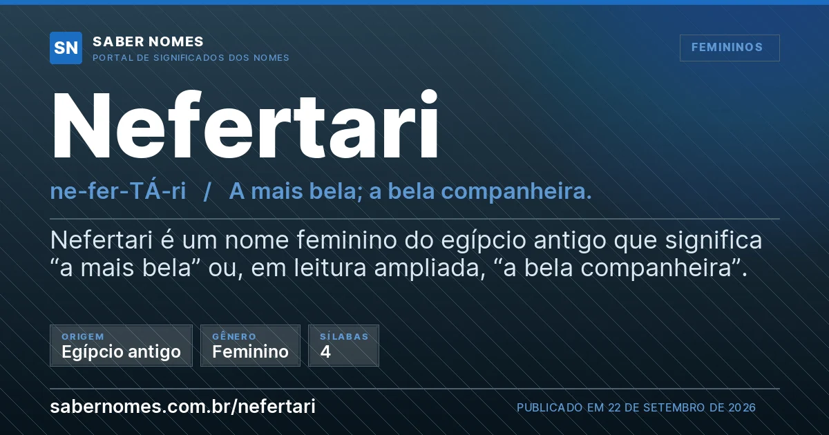 Imagem com o significado do nome Nefertari