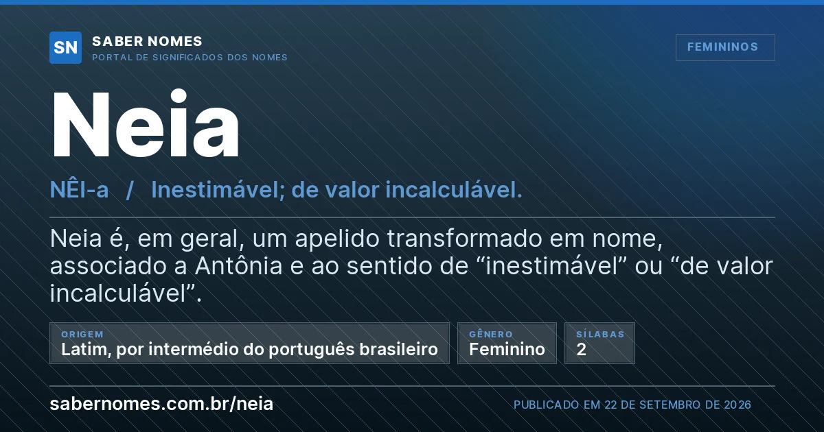Imagem com o significado do nome Neia