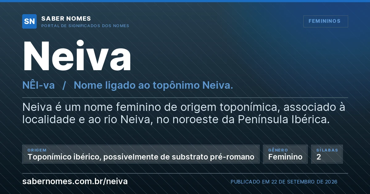 Imagem com o significado do nome Neiva