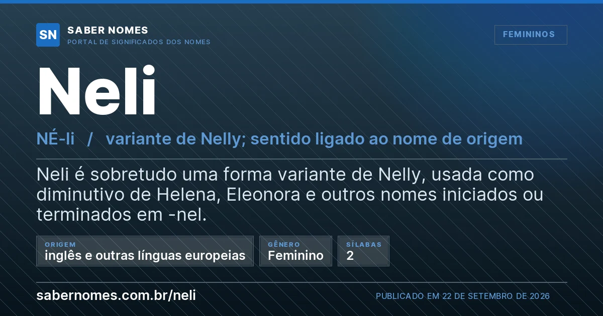 Imagem com o significado do nome Neli