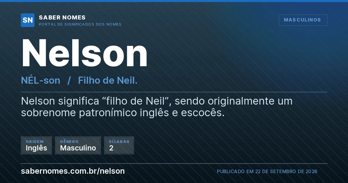 Imagem com o significado do nome Nelson