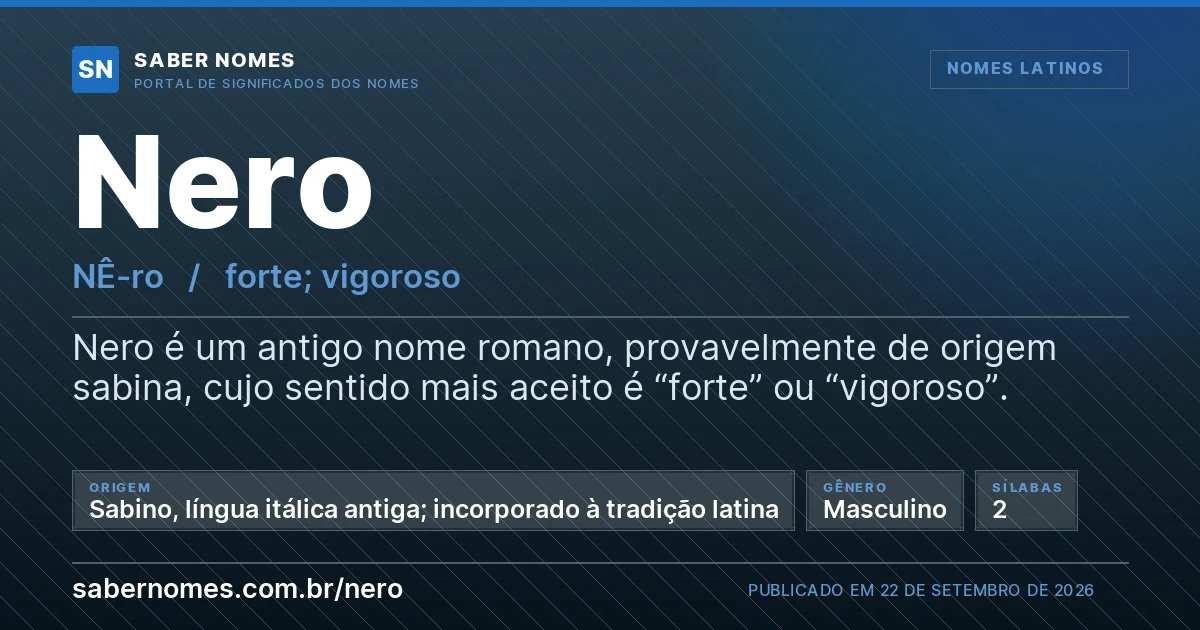 Imagem com o significado do nome Nero