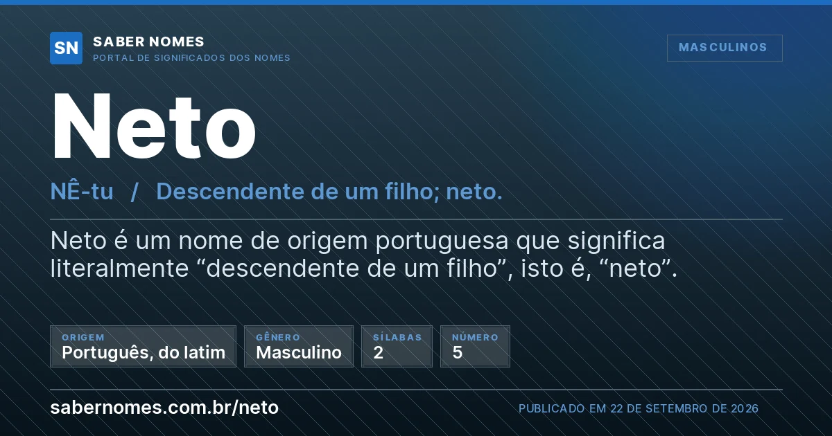 Imagem com o significado do nome Neto