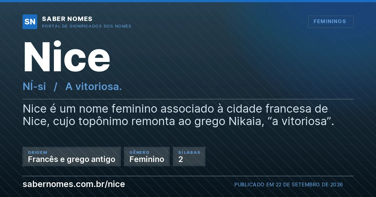 Imagem com o significado do nome Nice