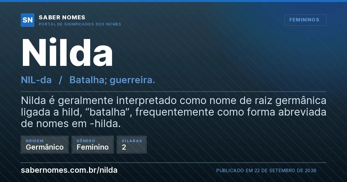 Imagem com o significado do nome Nilda
