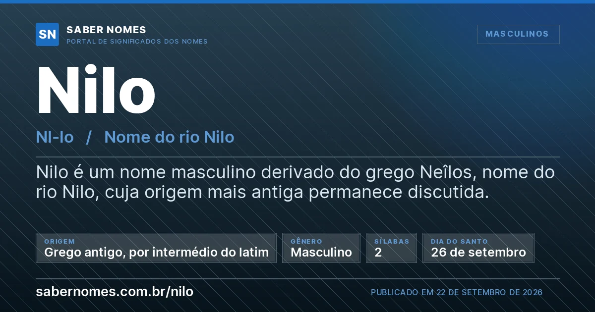 Imagem com o significado do nome Nilo