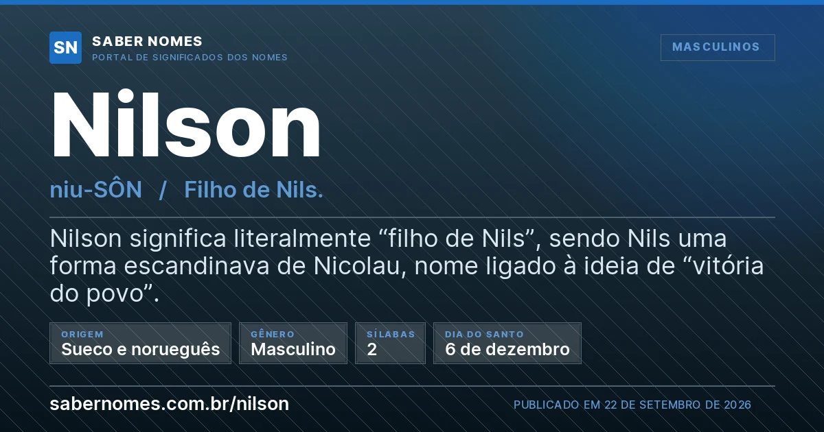 Imagem com o significado do nome Nilson