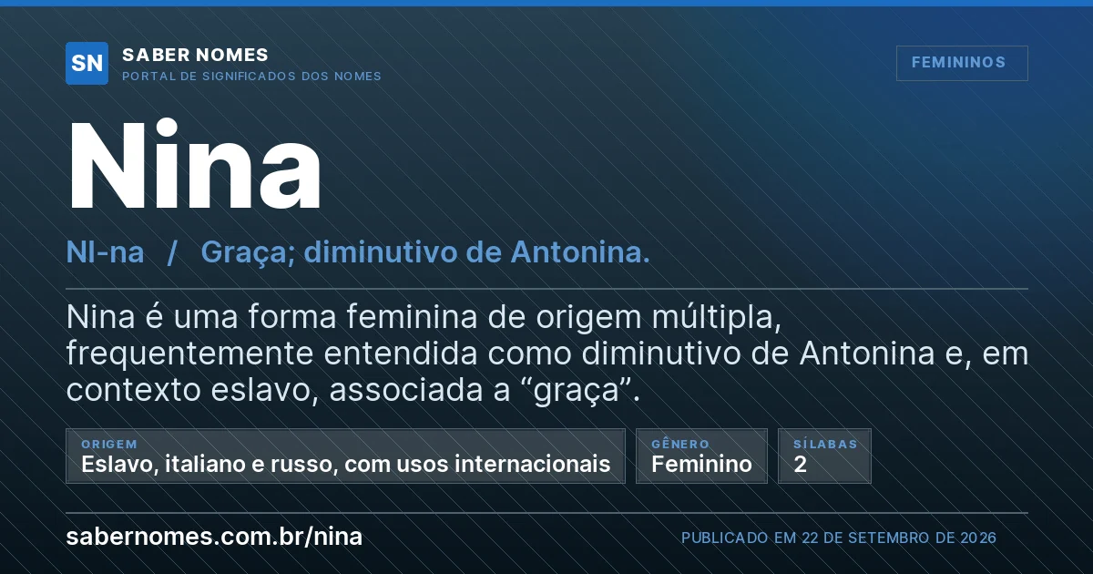 Imagem com o significado do nome Nina