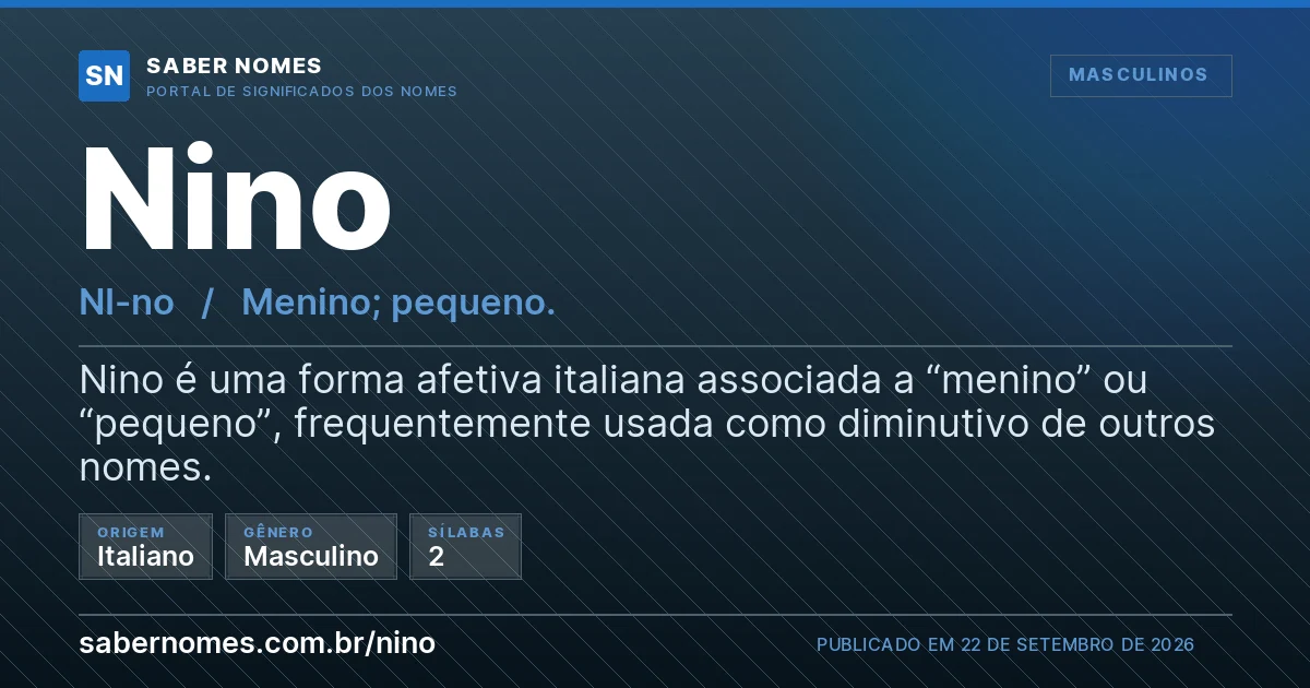 Imagem com o significado do nome Nino