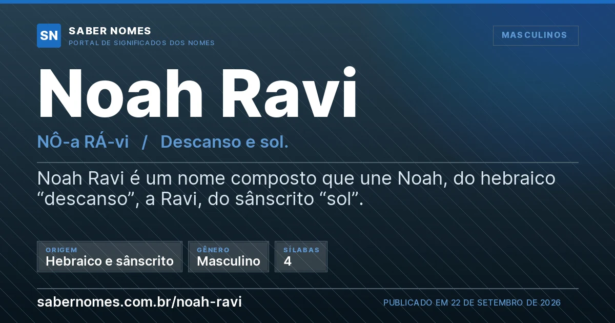 Imagem com o significado do nome Noah Ravi