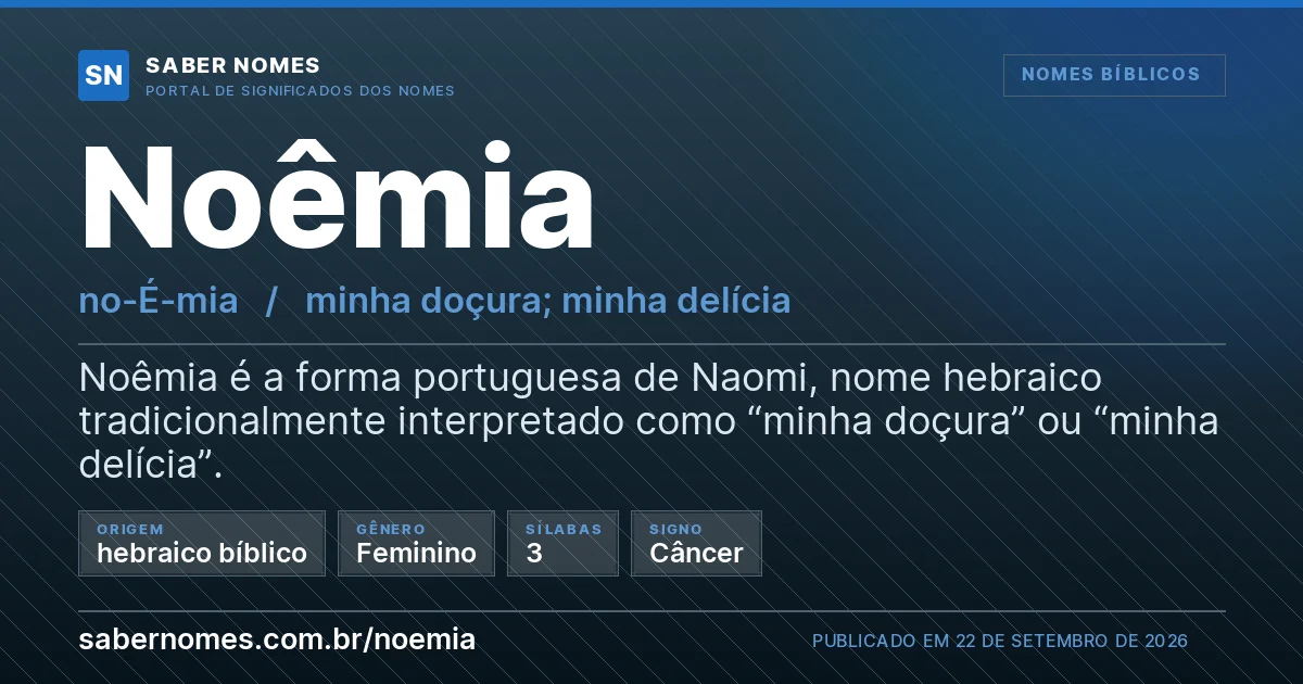 Imagem com o significado do nome Noêmia