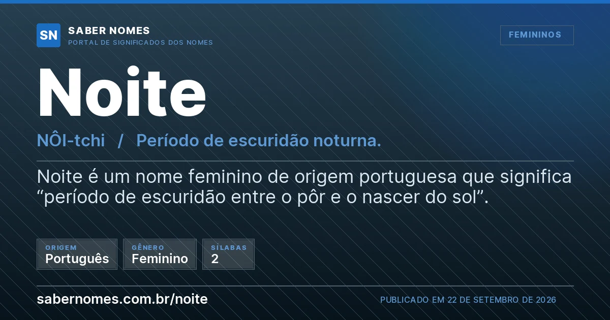 Imagem com o significado do nome Noite