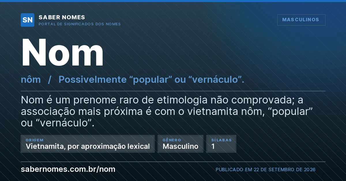 Imagem com o significado do nome Nom