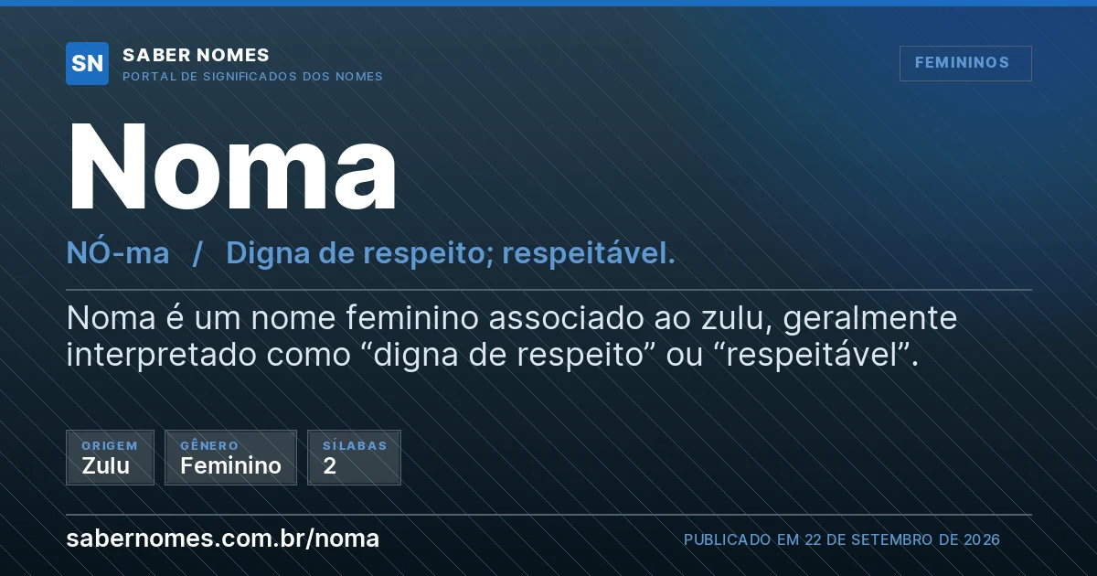 Imagem com o significado do nome Noma